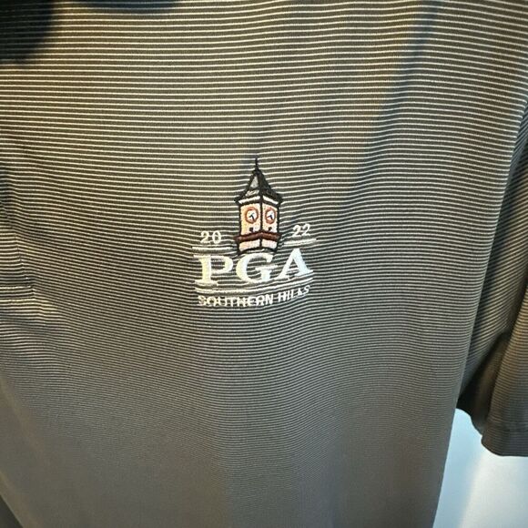 PGA Under Armour Shirt Mens Large Southern Hills 2022 Gray Striped Golf Polo 2xl - Picture 2 of 7